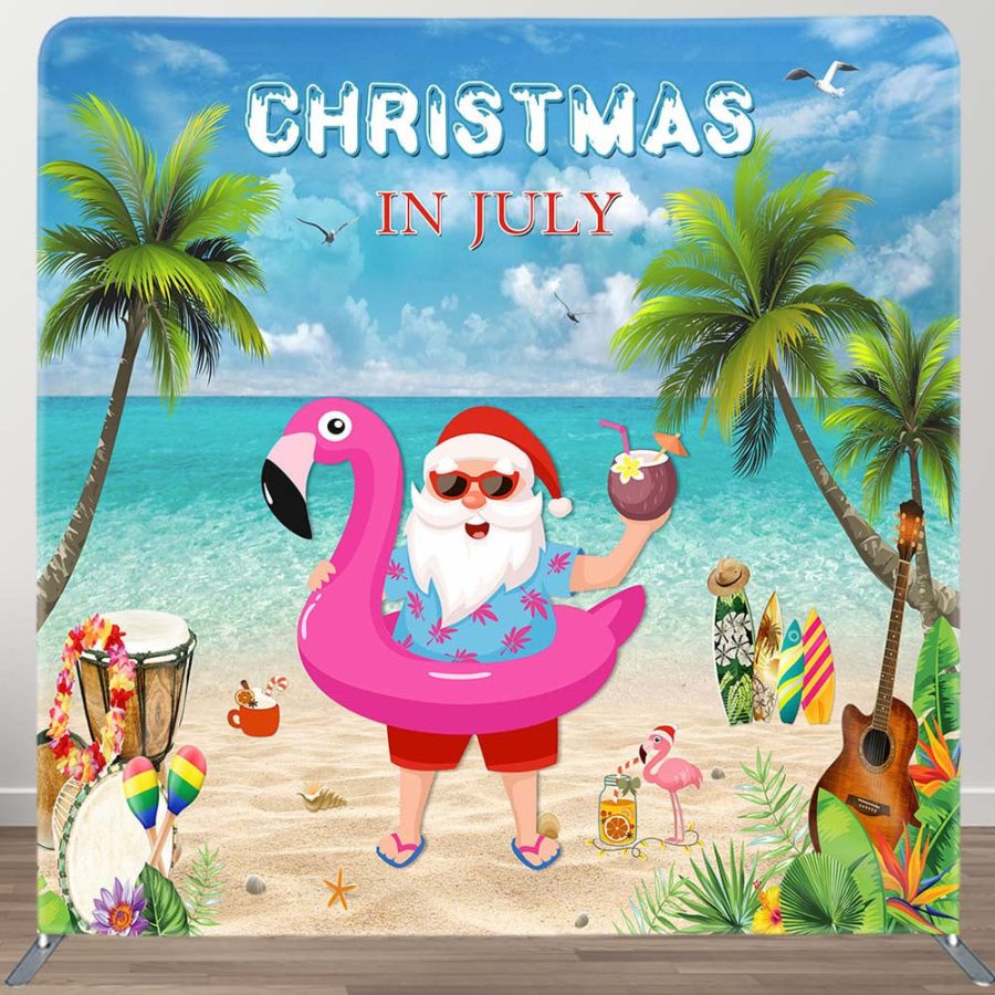 Beach Santa Claus Summer Christmas Square Backdrop - Aperturee