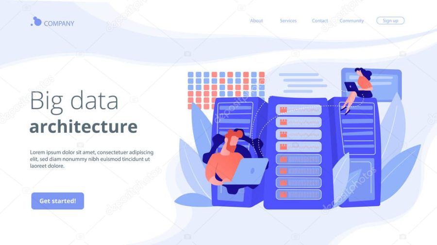 Big data storage concept landing page.