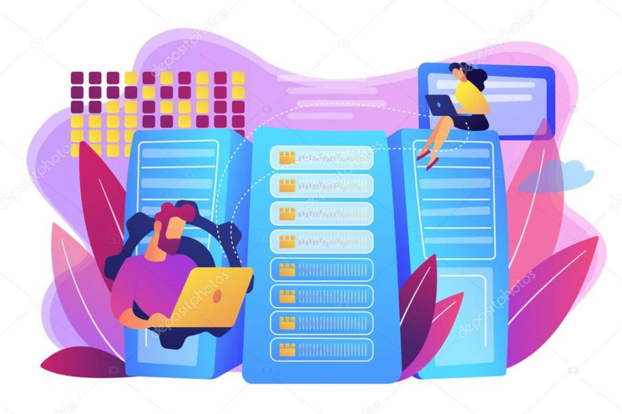 Big data storage concept vector illustration.