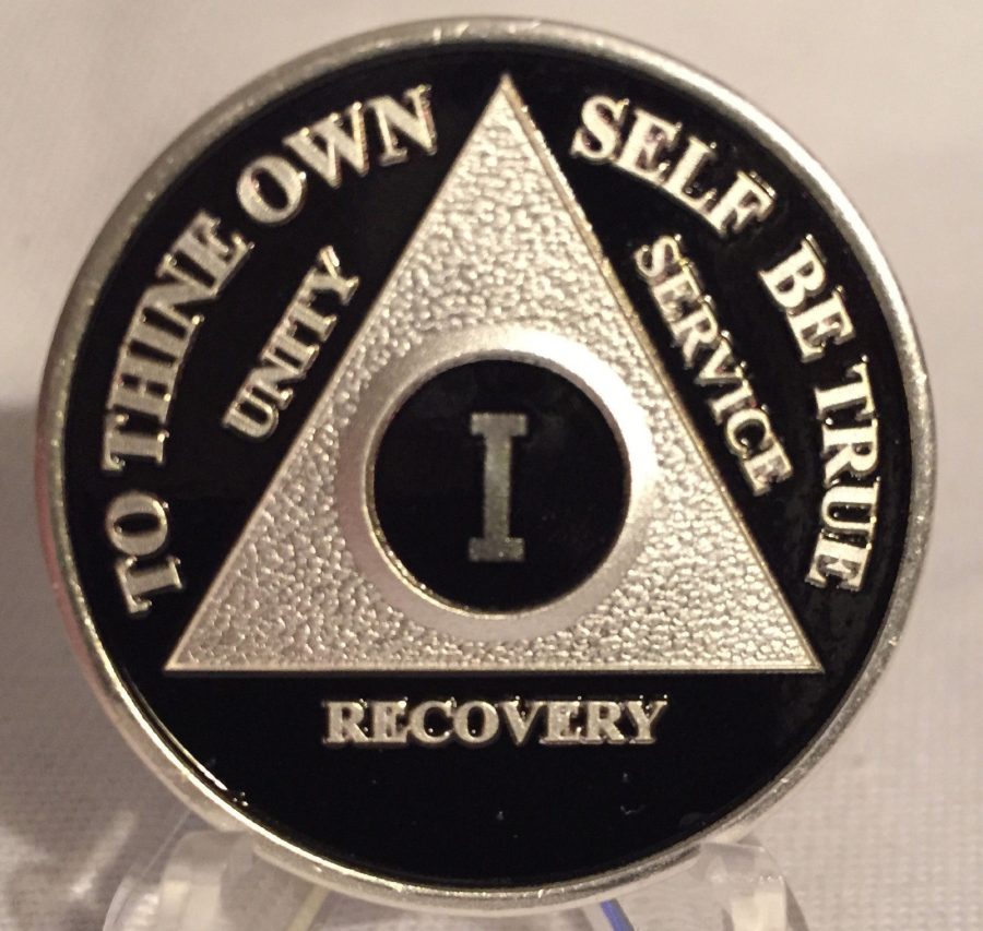 Black & Silver Plated Any Year AA Chip Alcoholics Anonymous Medallion Coin 1-55