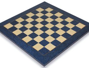 Blue Ash Burl & Erable High Gloss Deluxe Chess Board - 2 Squares