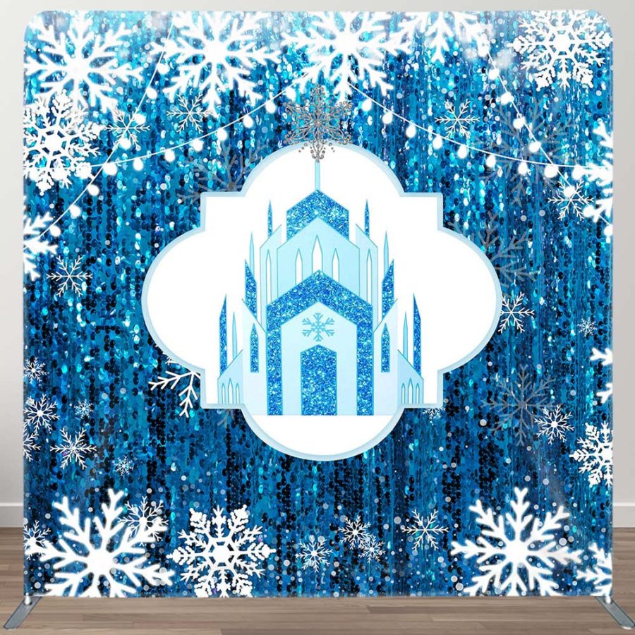 Blue Castle Snowflake Pillow Cover Christmas Backdrop - Aperturee