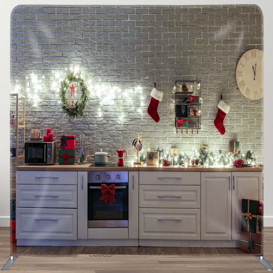 Brick Wall Cupboard Christmas Pillow Case Backdrop - Aperturee