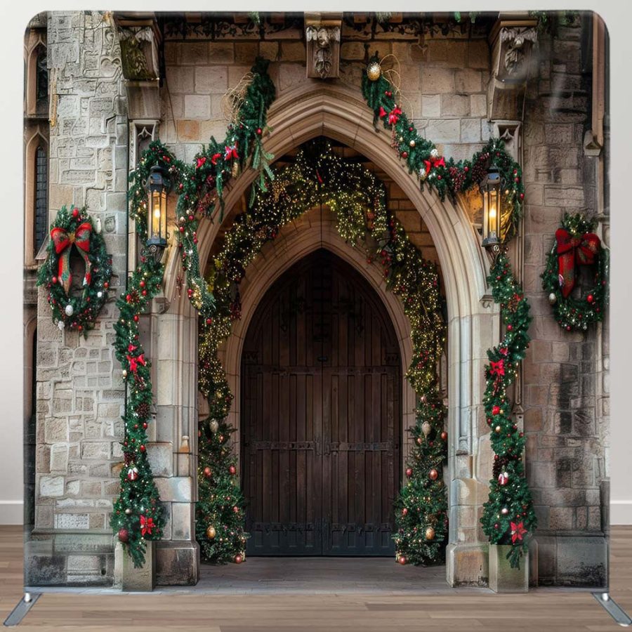 Brick Wall Door Leaf Christmas Pillow Cover Backdrop - Aperturee