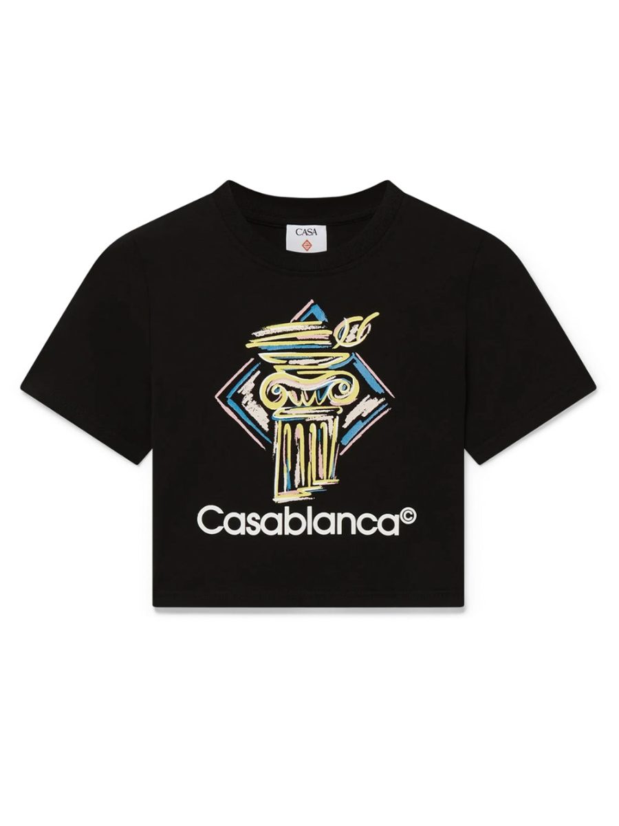 CASABLANCA WOMEN Diamond Column Printed Baby T-Shirt Black