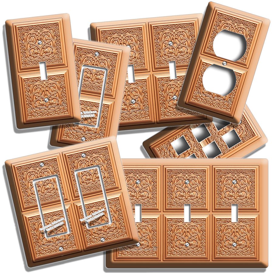 COPPER BRONZE IRISH TILES STYLE CELTIC KNOT WALL LIGHT SWITCH OUTLET PLATE DECOR