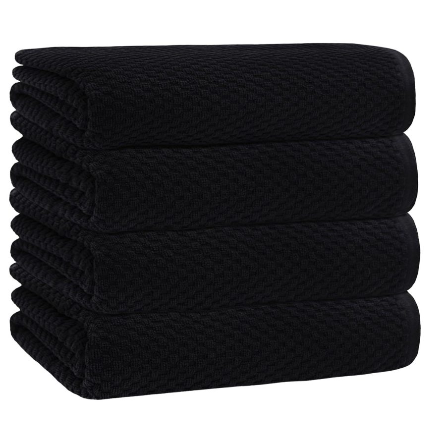 COTTON CRAFT Waffle Bath Towel - Set of 4 Luxury Euro Spa Waffle Weave Towels -