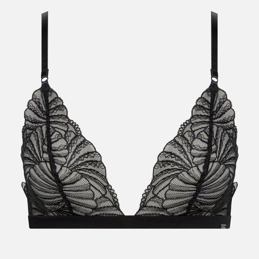 Calvin Klein Sheer Embroidered Stretch-Lace Unlined Triangle Bra - S