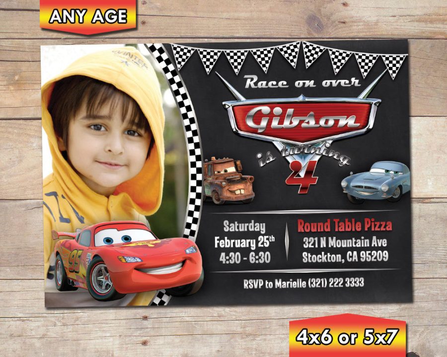 Cars Photo Birthday Party Invitation