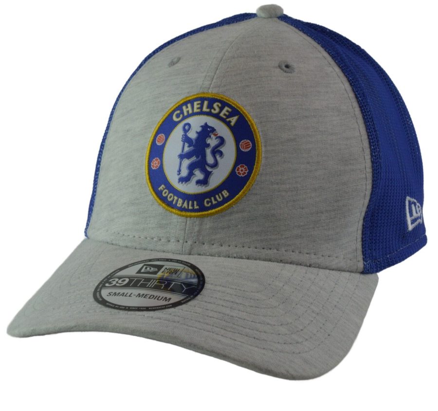 Chelsea FC New Era Blue & Gray 39THIRTY Mesh Back Flex Fit Soccer Hat