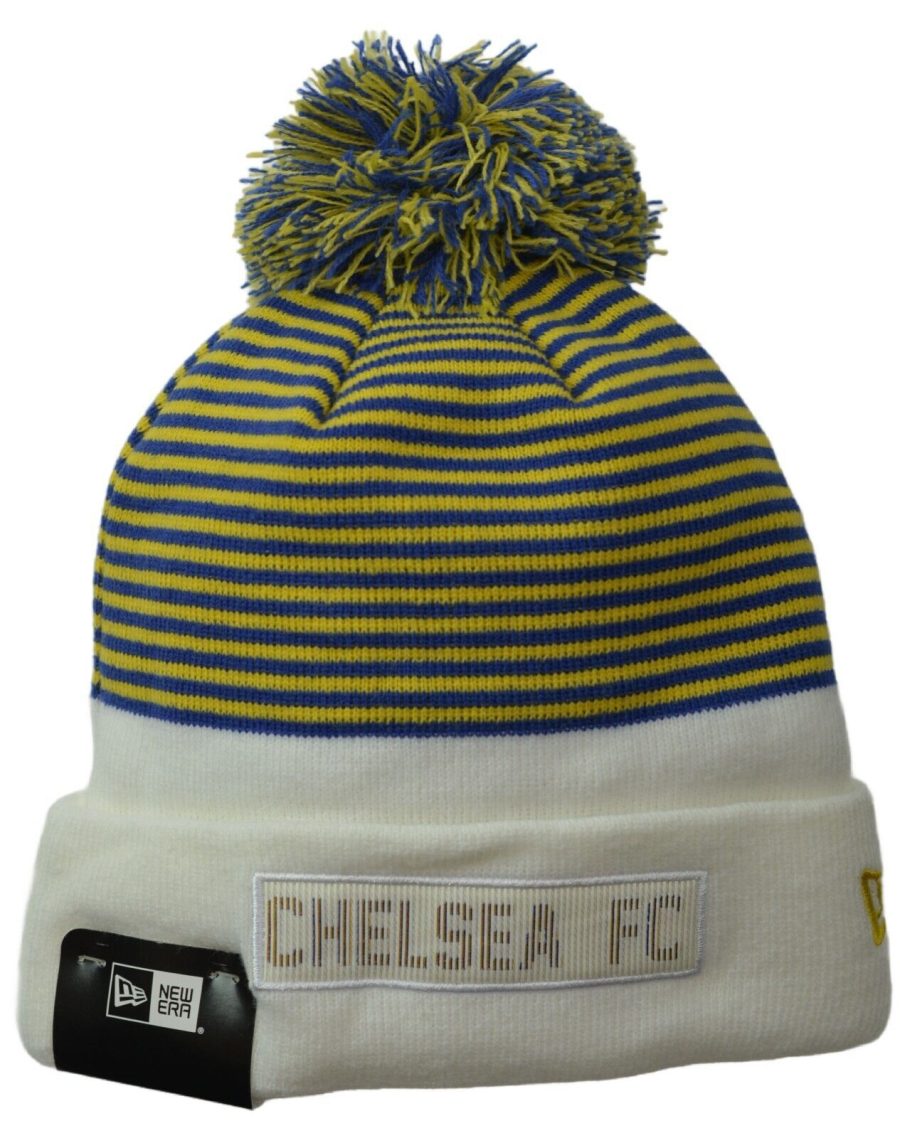 Chelsea FC Soccer Euro Premier League New Era Striped Knit Pom Beanie