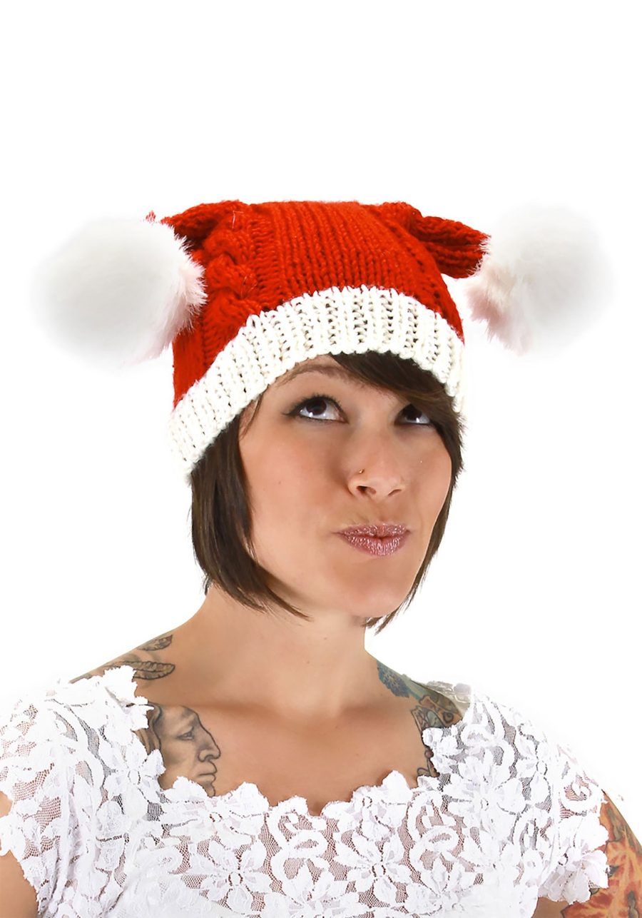 Christmas Santa Red Knit Hat for Adults