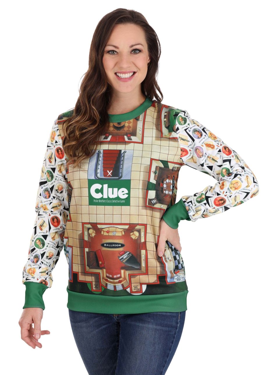 Clue Board Game Mansion Adult Sweater