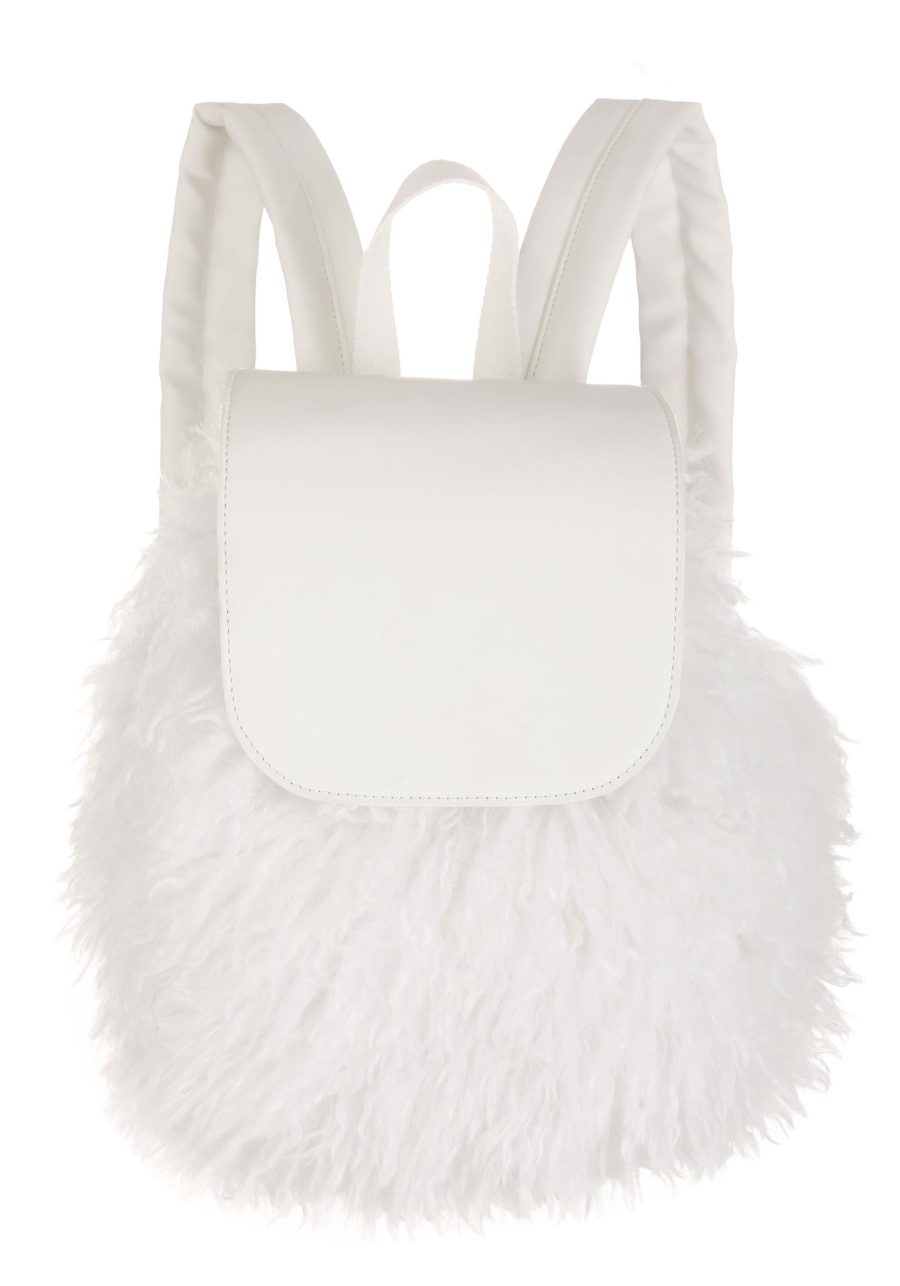 Clueless White Fuzzy Backpack