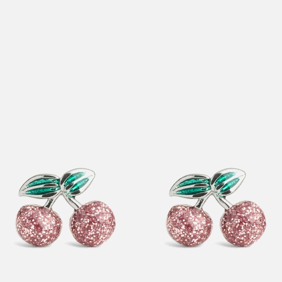 Coach Glitter Cherry Cluster Silver-Toned Stud Earrings