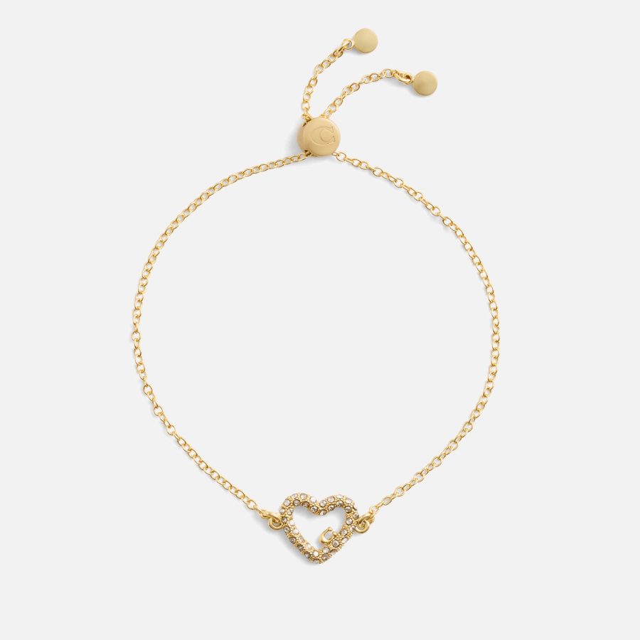 Coach Signature Gold-Tone Pavé Slider Bracelet