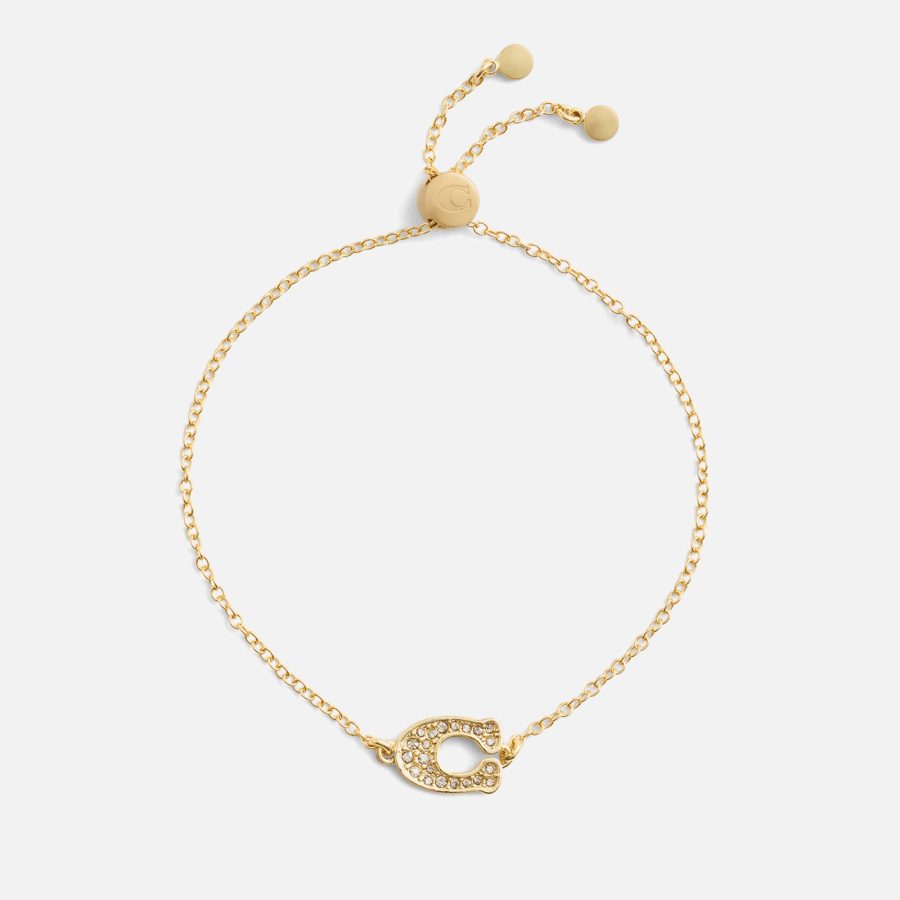 Coach Signature Pavé C Gold-Plated Brass Slider Bracelet