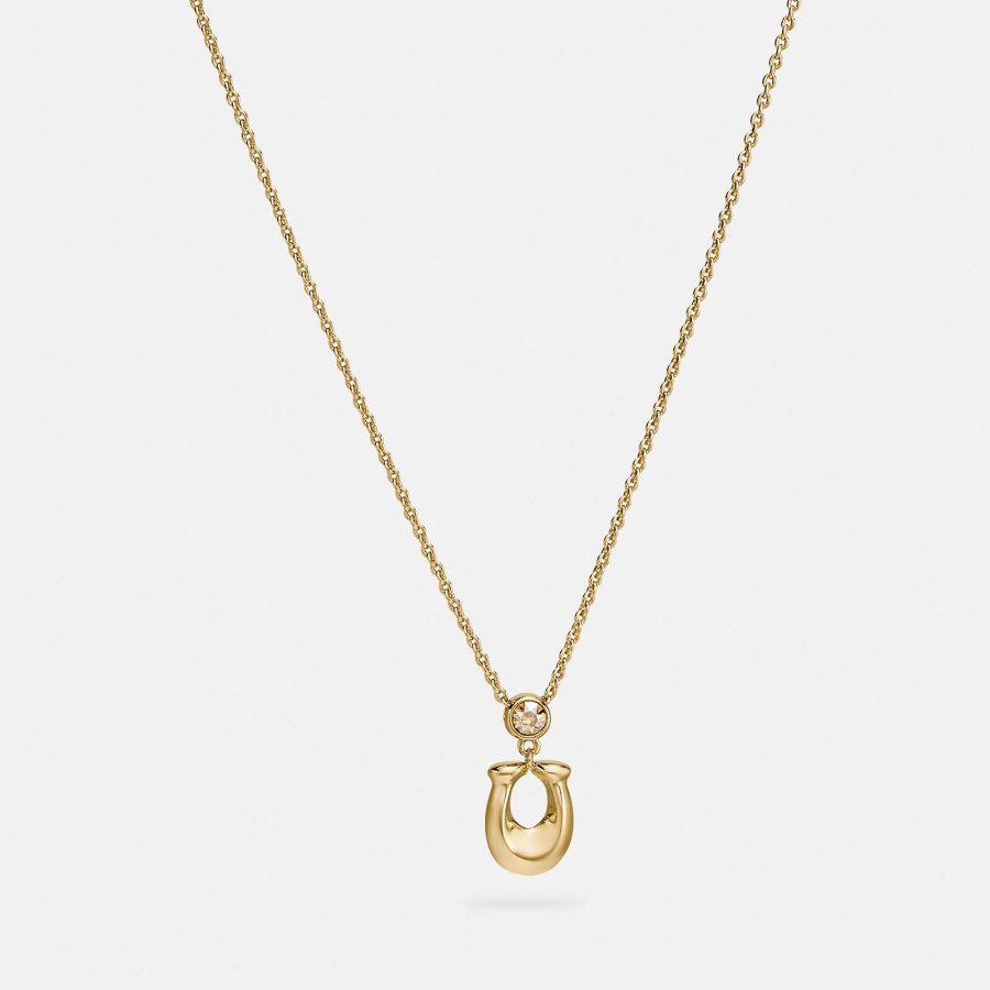 Coach Women's C Crystal Necklace - Gold/Clear