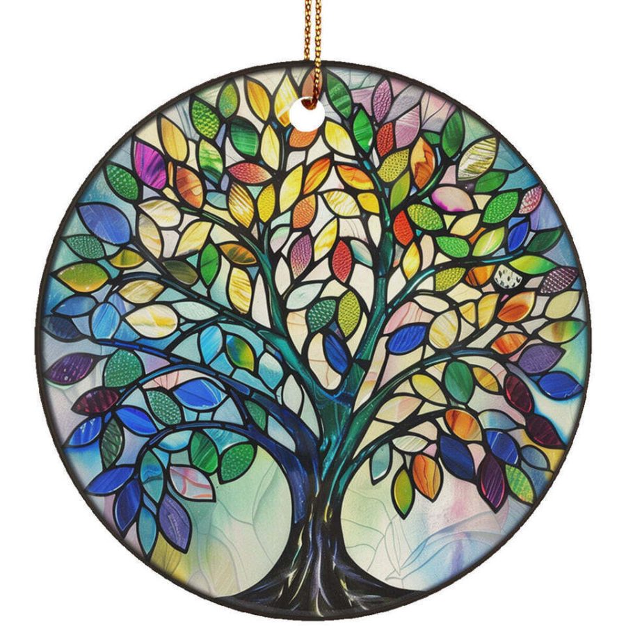 Colors Stained Glass Art Tree Of Life Christmas Ornament Gift Tree Home Decor