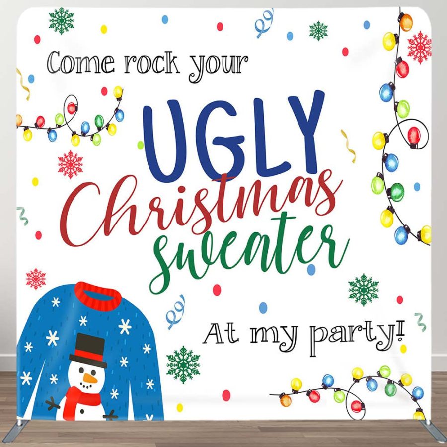 Come Rock Your Ugly Christmas Sweater Square Backdrop - Aperturee