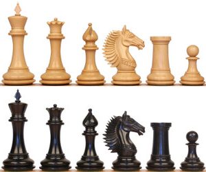 Copenhagen Staunton Chess Set with Ebony & Boxwood Pieces - 4.5 King