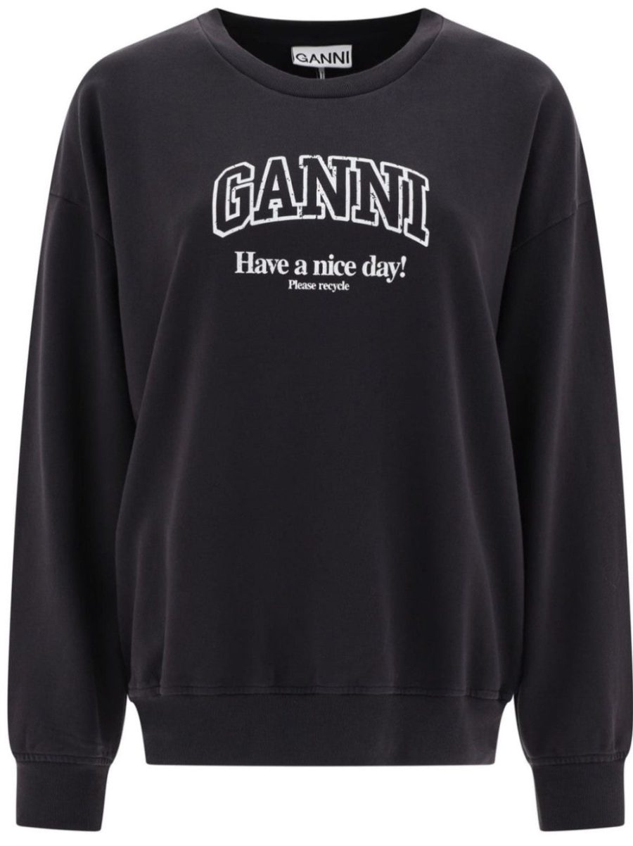 Crew neck sweatshirt with logo Ganni