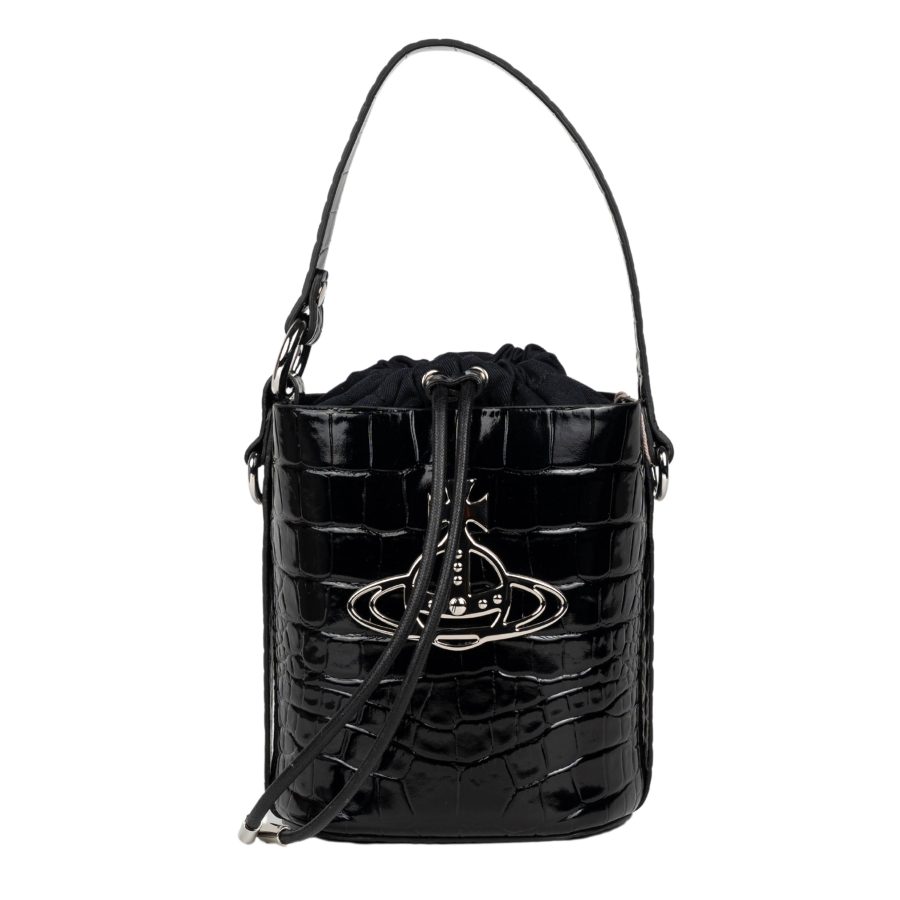 Daisy Drawstring Bucket in Black