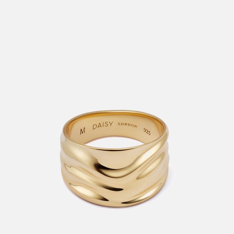 Daisy London X Polly Sayer Chunky Tidal Gold-Plated Ring - XS