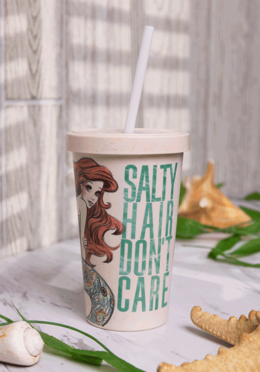 Disney Little Mermaid Salty Hair Don't Care Bamboo Tumbler