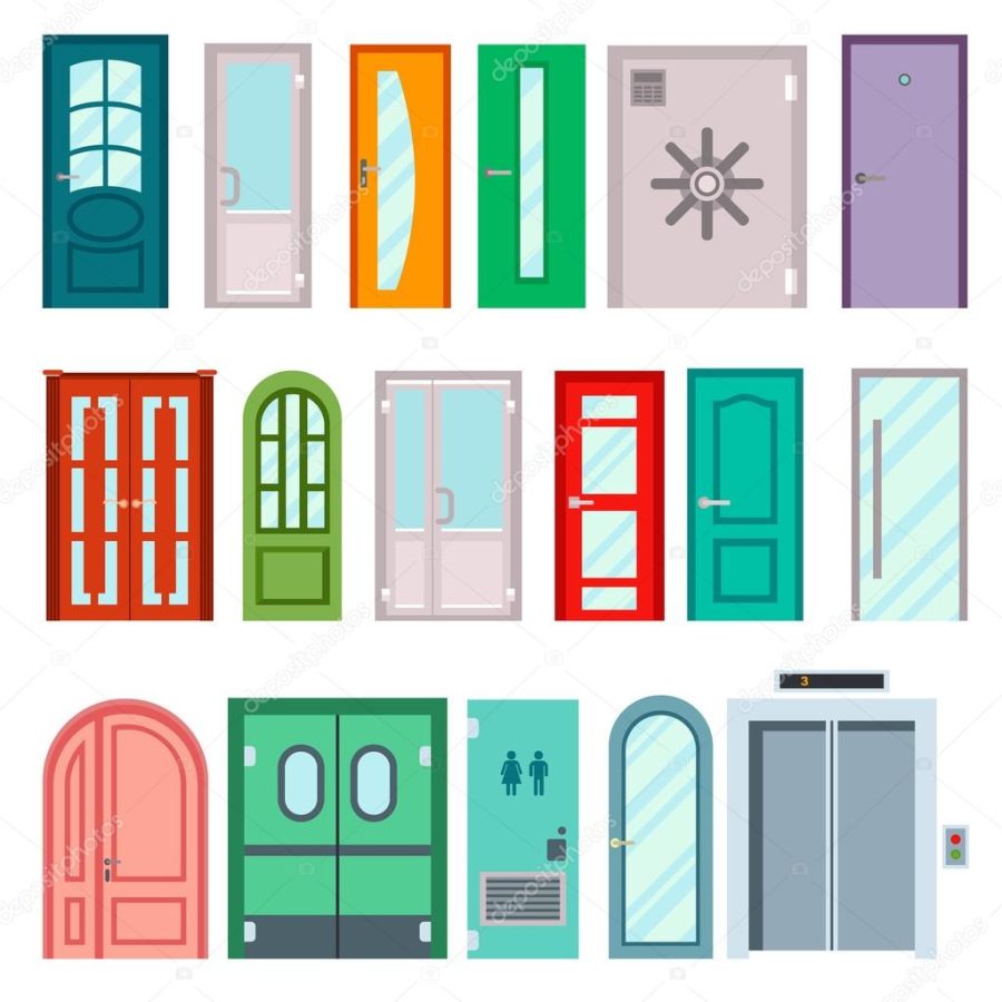 Doors isolated vector illustration.