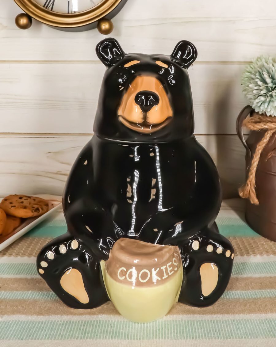 Ebros American Black Bear With 'Cookies' Honey Pot Ceramic Cookie Jar 8.25"Tall