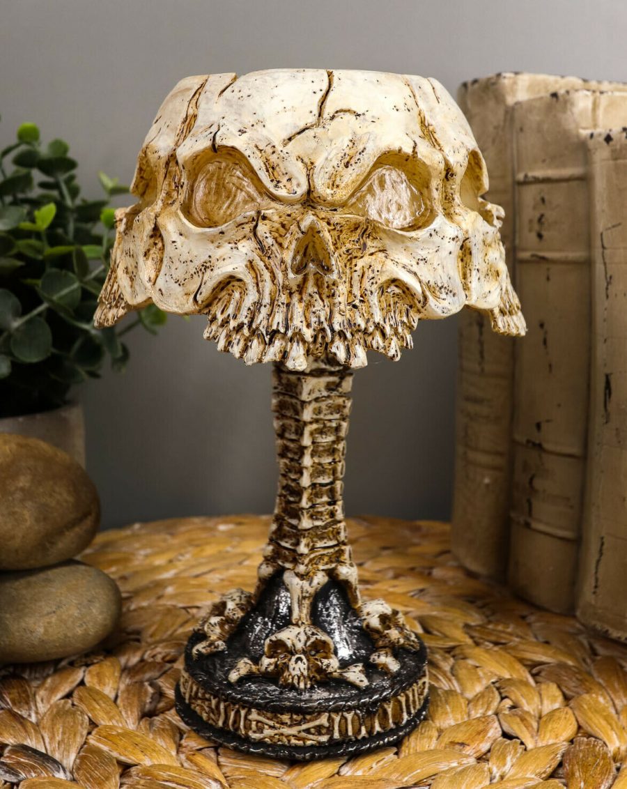 Ebros Day Of The Dead Ossuary Skull Faces Mini Multi Colored LED Table Lamp 7"H