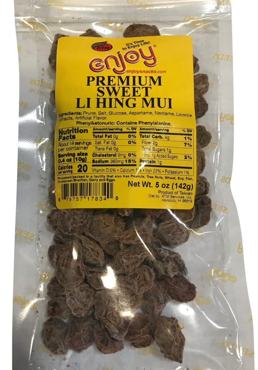 Enjoy Hawaii Snacks Premium Sweet Li Hing Mui Dried Plums 5 Ounce