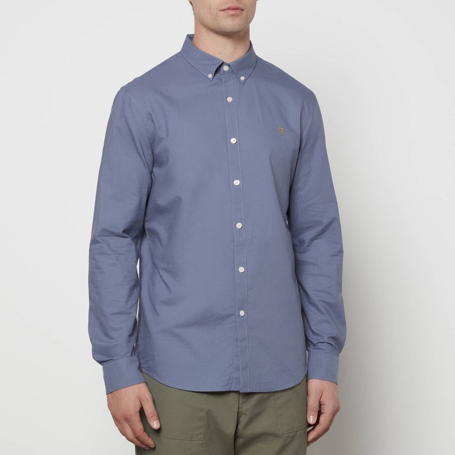 Farah Men's Brewer Shirt - Battleship Blue - S