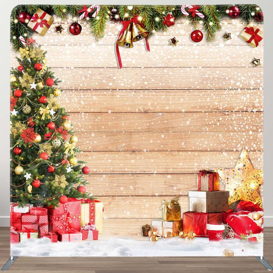 Festive Christmas Wooden Double-Sided Square Backdrop - Aperturee