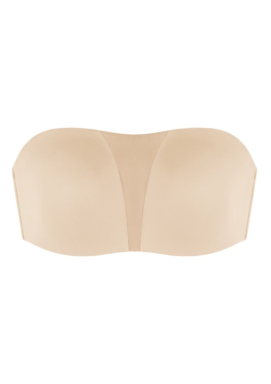 Fiery Unlined Seamless Comfort Underwire Plus Size Bandeau Strapless Bra - Natural Nude / 34 / D