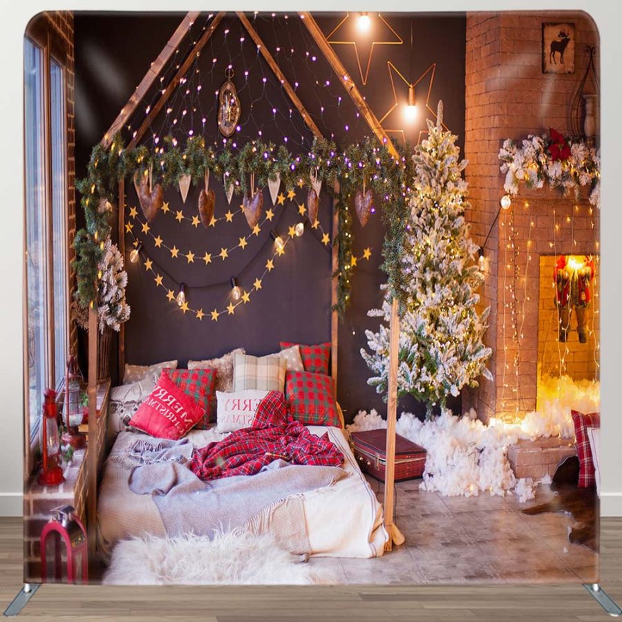 Fireplace Bedroom Christmas Pillow Case Backdrop - Aperturee