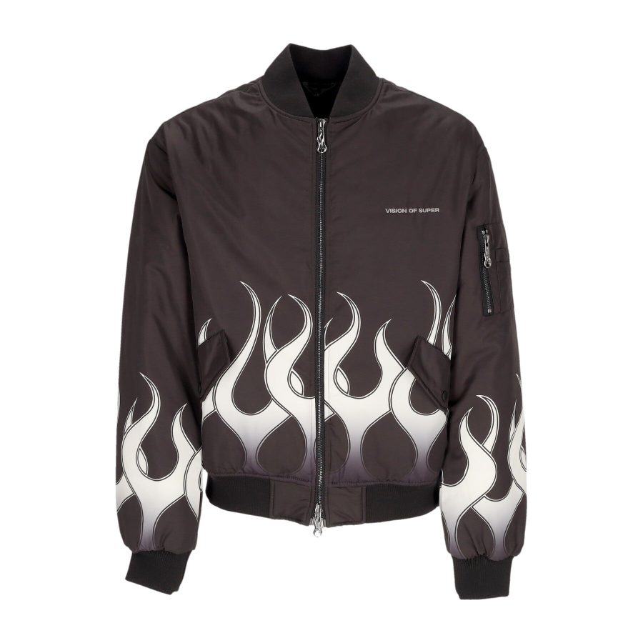 Flames Bomber Men's Bomber Jacket Black/white