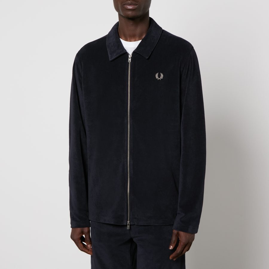 Fred Perry Logo-Embroidered Cotton-Terry Overshirt - M