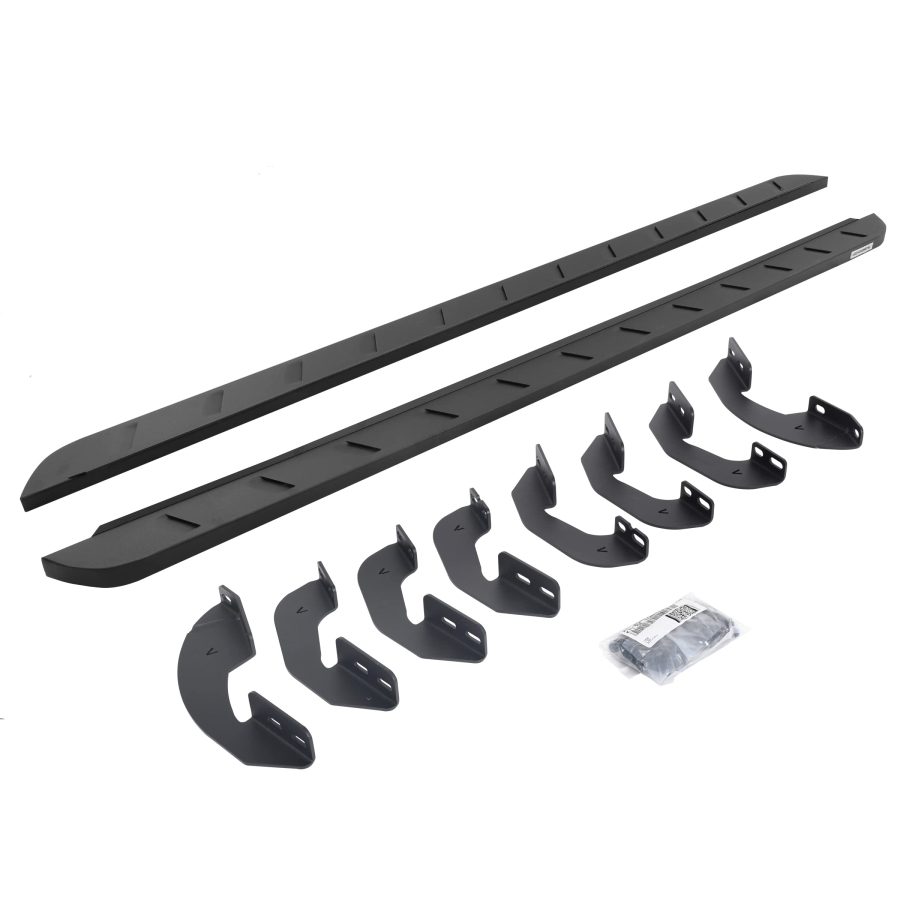 GO RHINO 63441687SPC RB10 Slim Line Running Boards with Mounting Brackets Kit - Crew Max for Toyota 07-21 Tundra (Crew Cab Pickup)