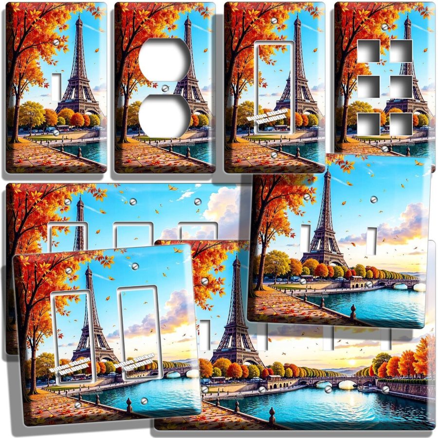 GOLDEN FALL IN PARIS AUTUMN EIFFEL TOWER LIGHT SWITCH OUTLET WALL PLATE HD DECOR