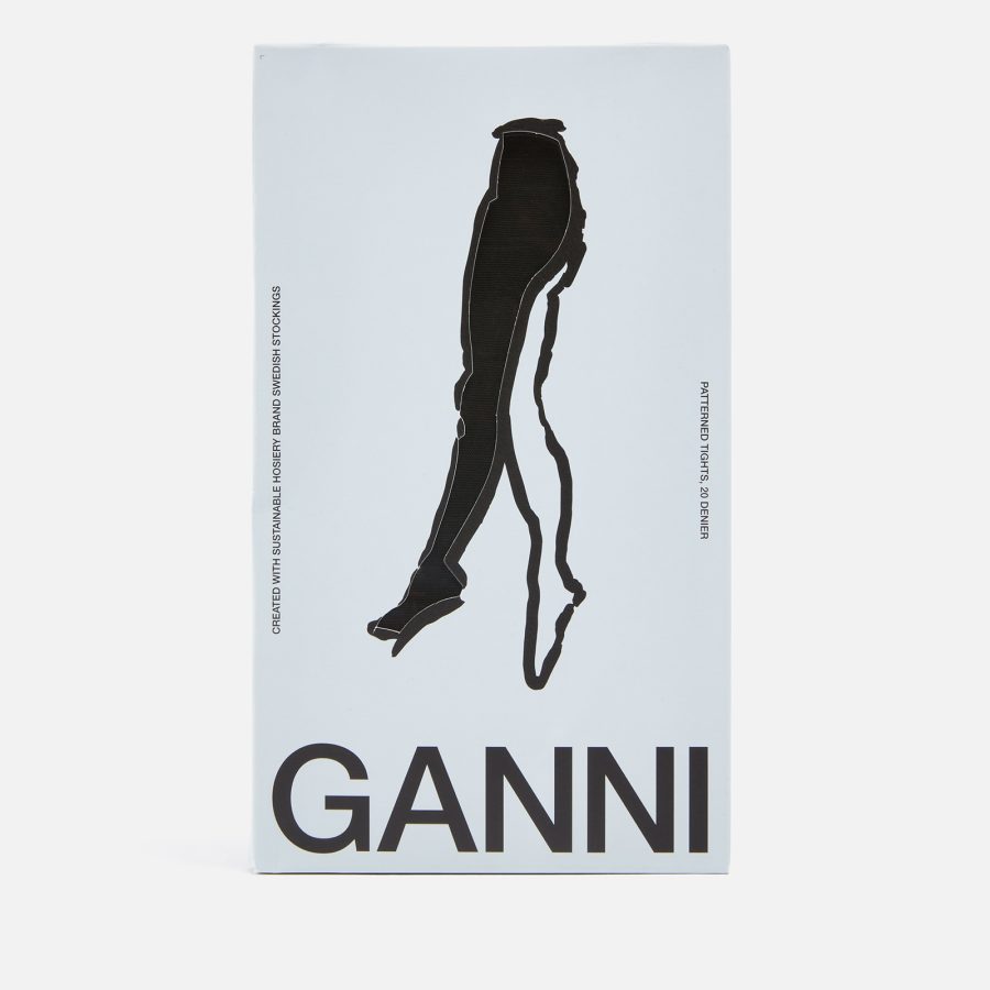 Ganni Butterfly Logo-Jacquard Tights - L