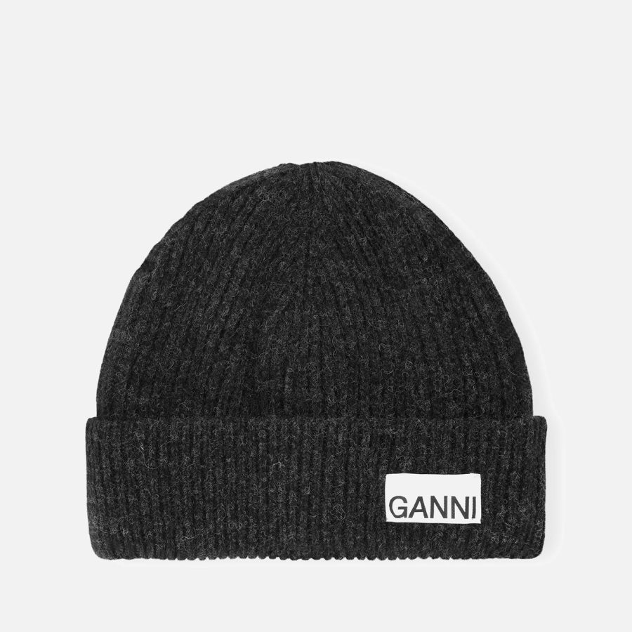 Ganni Ribbed Wool-Blend Beanie