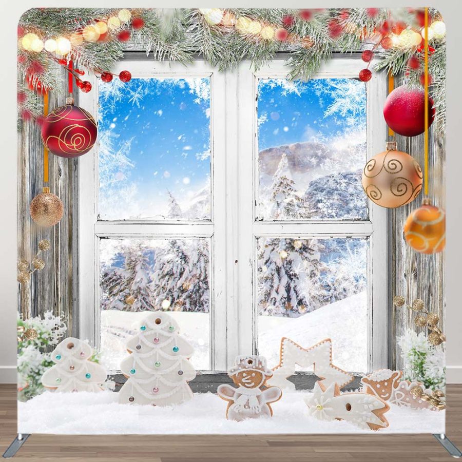 Gingerbread Pine Window Christmas Pillow Case Backdrop - Aperturee