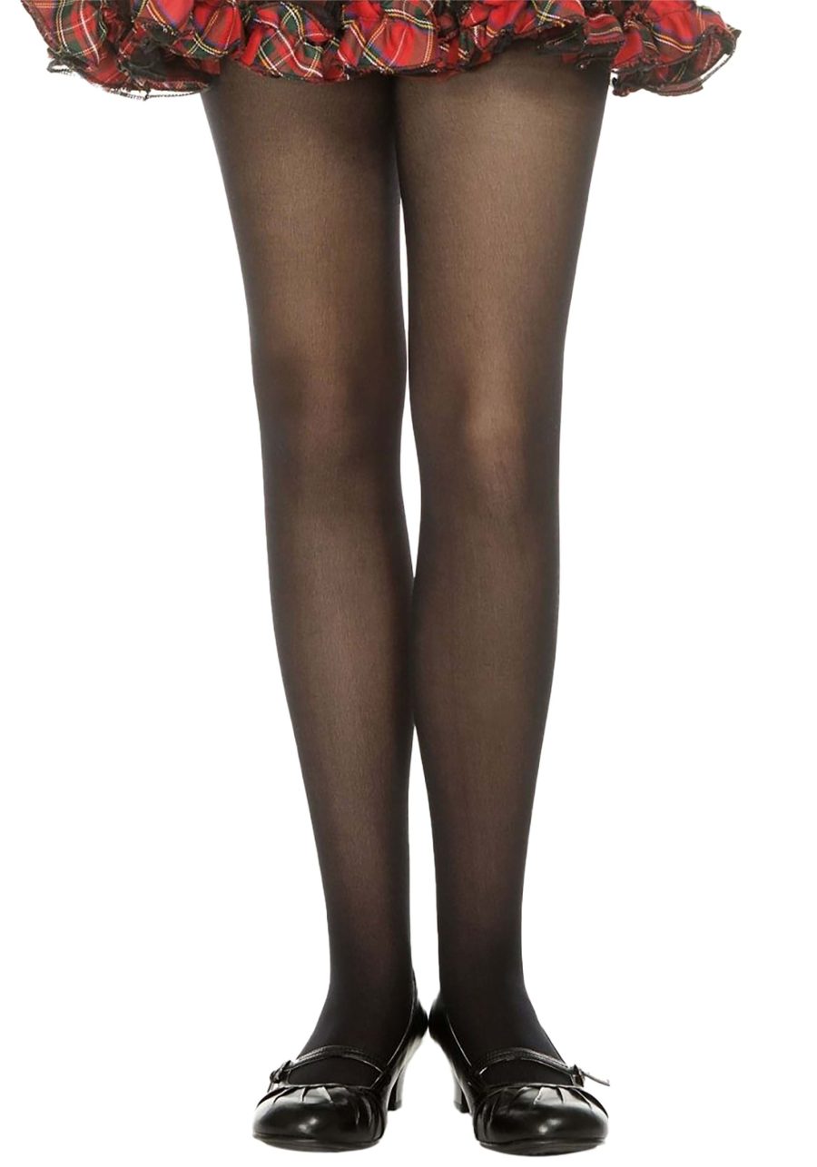 Girl's Black Opaque Tights