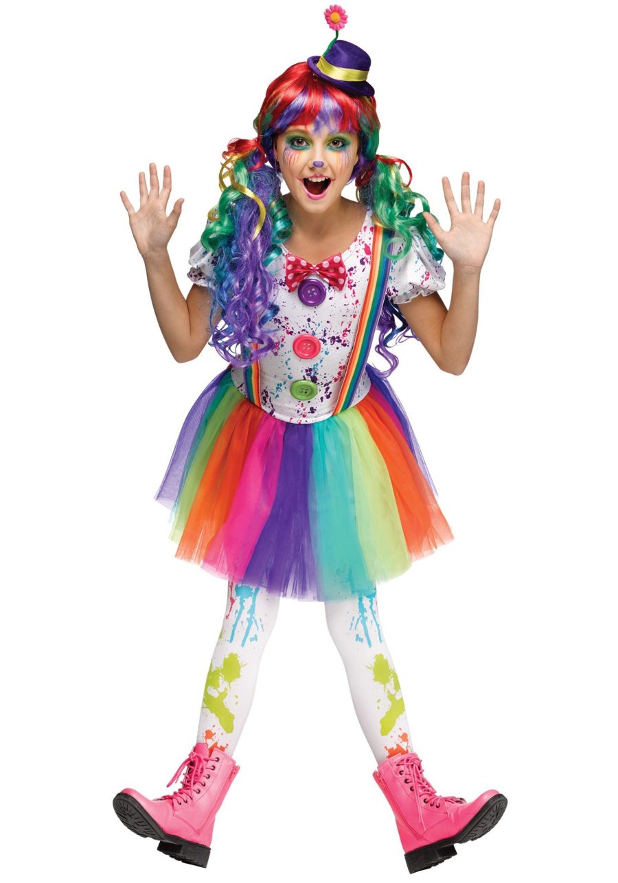 Girl's Crazy Color Clown Costume