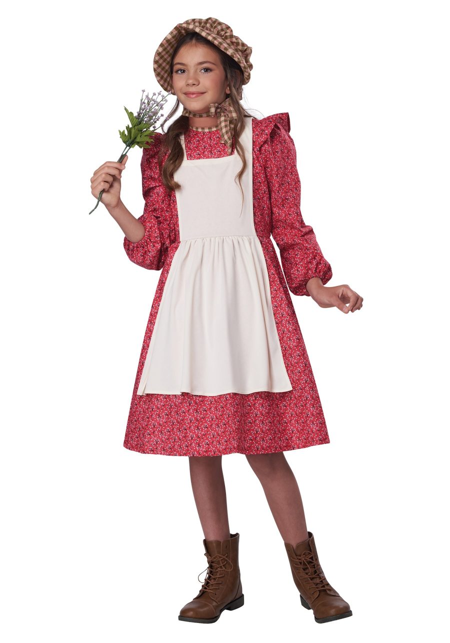 Girl's Red Frontier Settler Costume