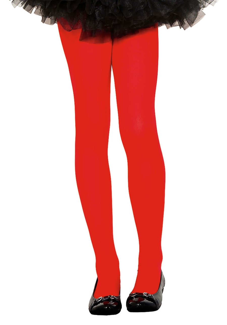 Girl's Red Opaque Tights