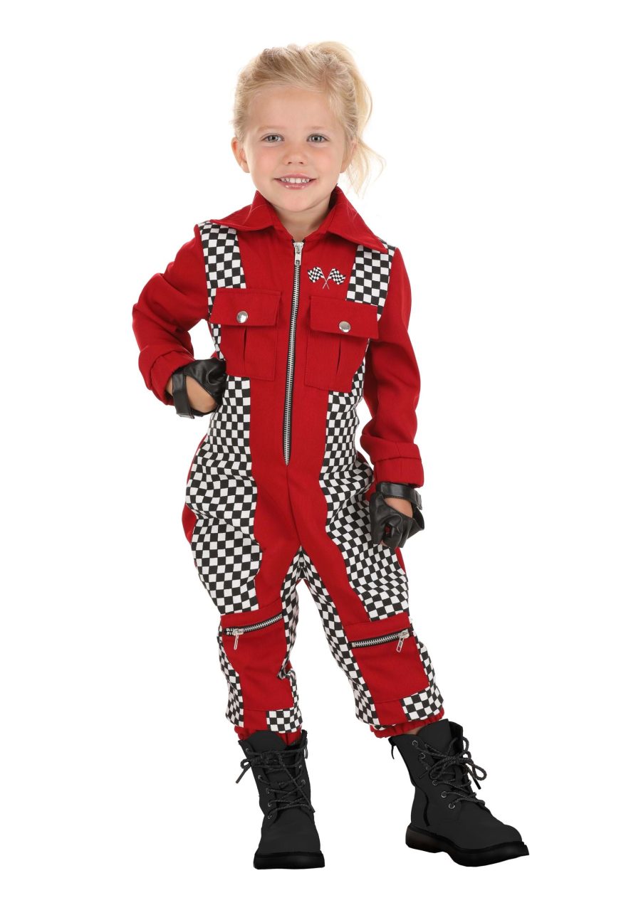 Girl's Red Racer Jumpsuit Toddler Costume