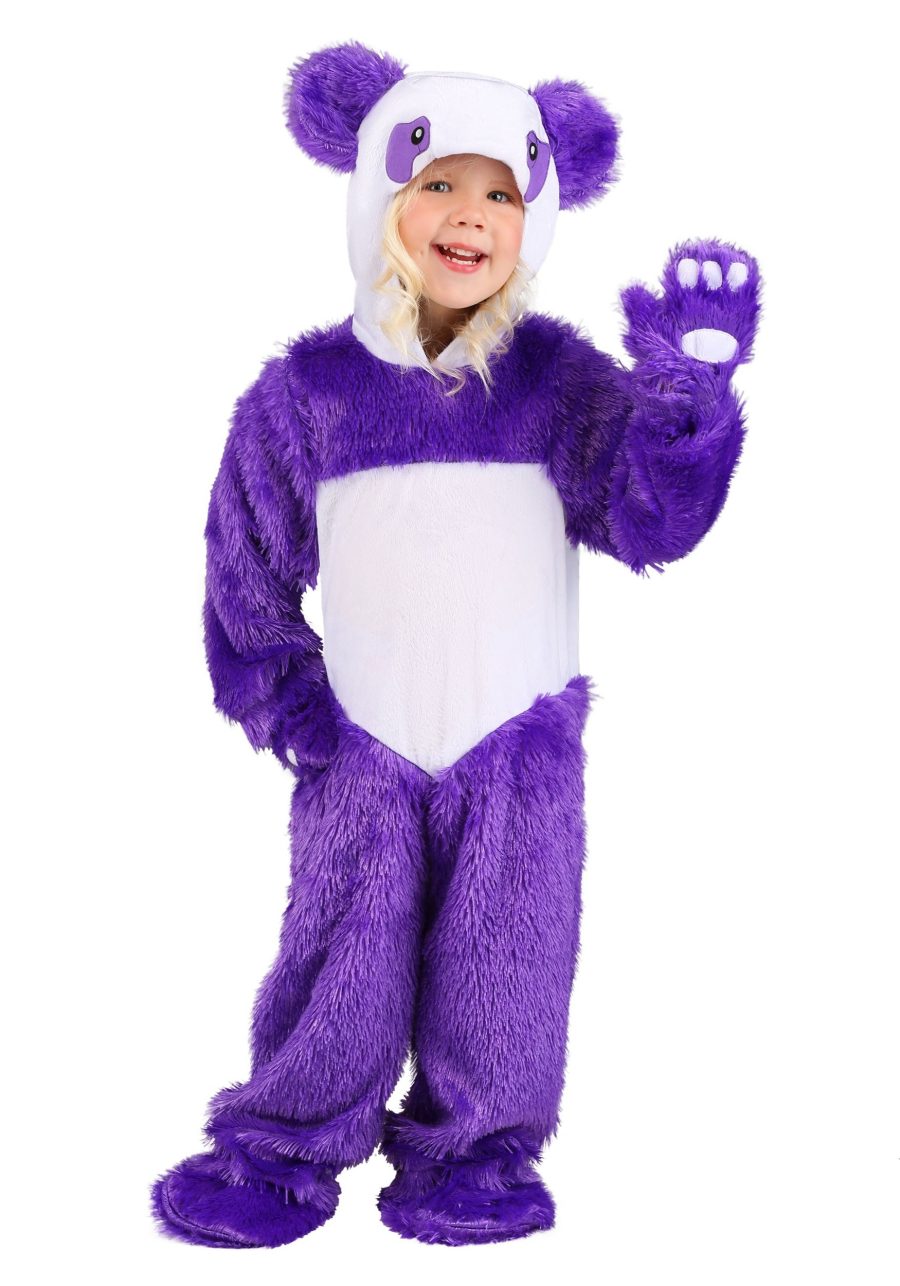 Girl's Toddler Furry Purple Panda Costume